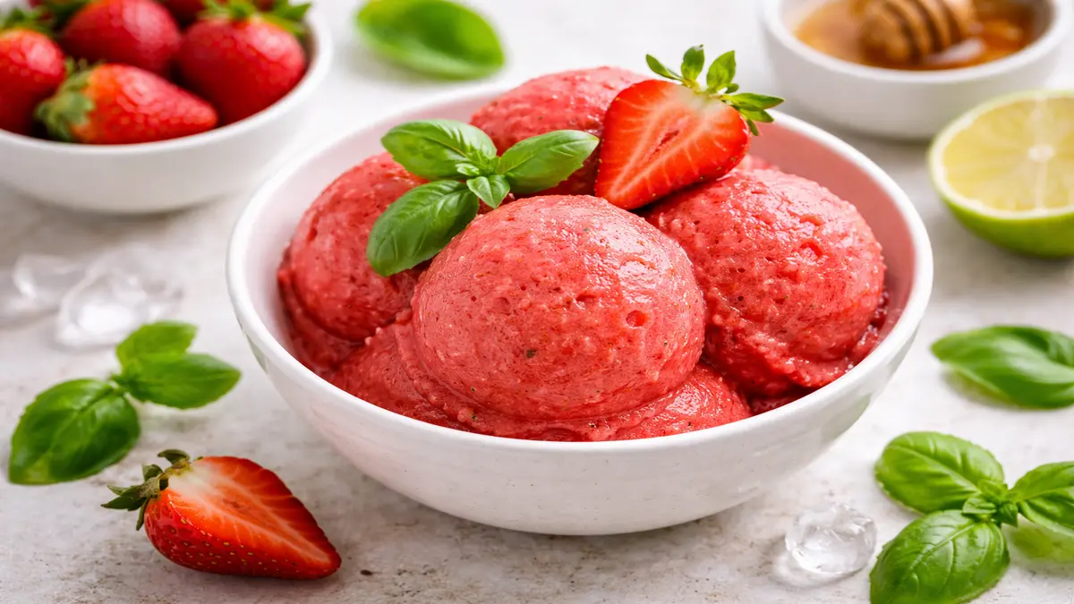 Strawberry Basil Sorbet Recipe